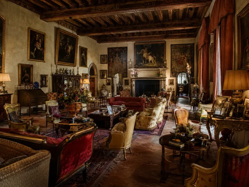 Una de las salones de recepción de la planta baja con la colección de arte de la Casa de Alba